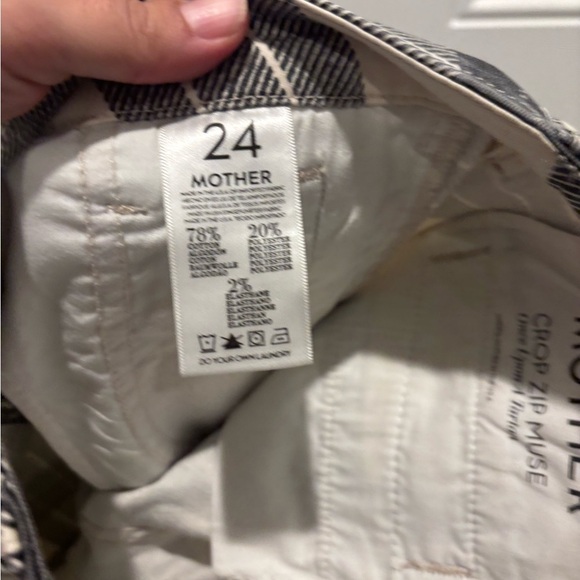 MOTHER Jeans Brand Side Zip Muse Plaid Pants Cream Black Size 24 - Picture 5 of 6
